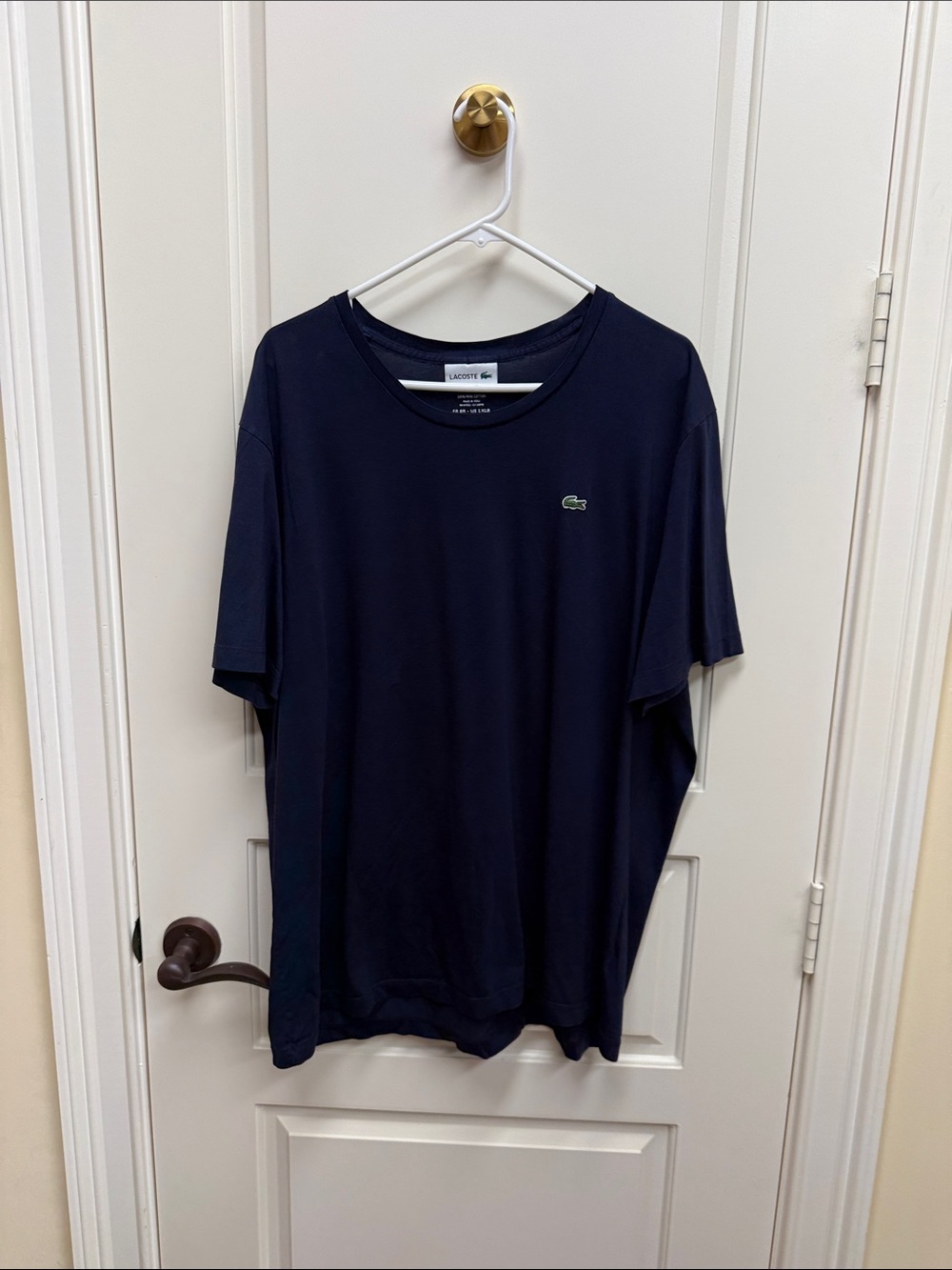 Lacoste Navy Short-Sleeve Crew Tee with Green Croc Logo